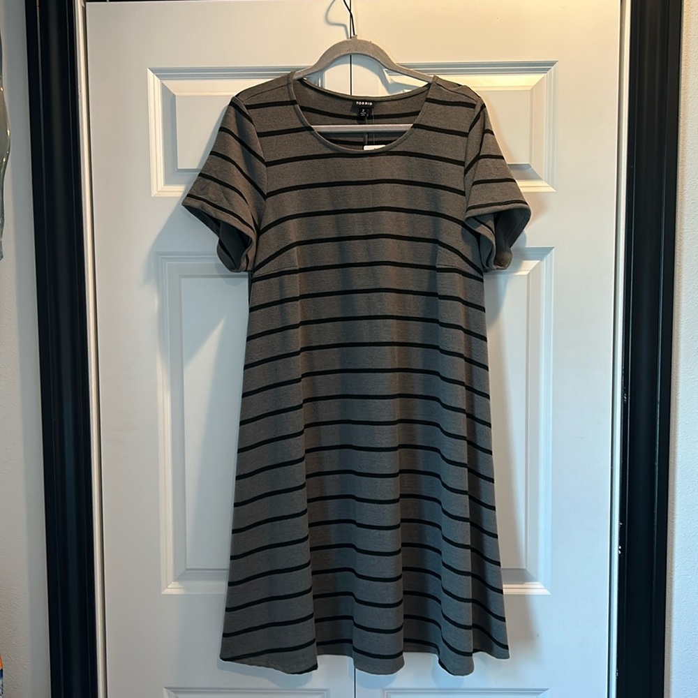 Torrid Striped Knee Length Swing Dress. Brand new with tags. Size 2.